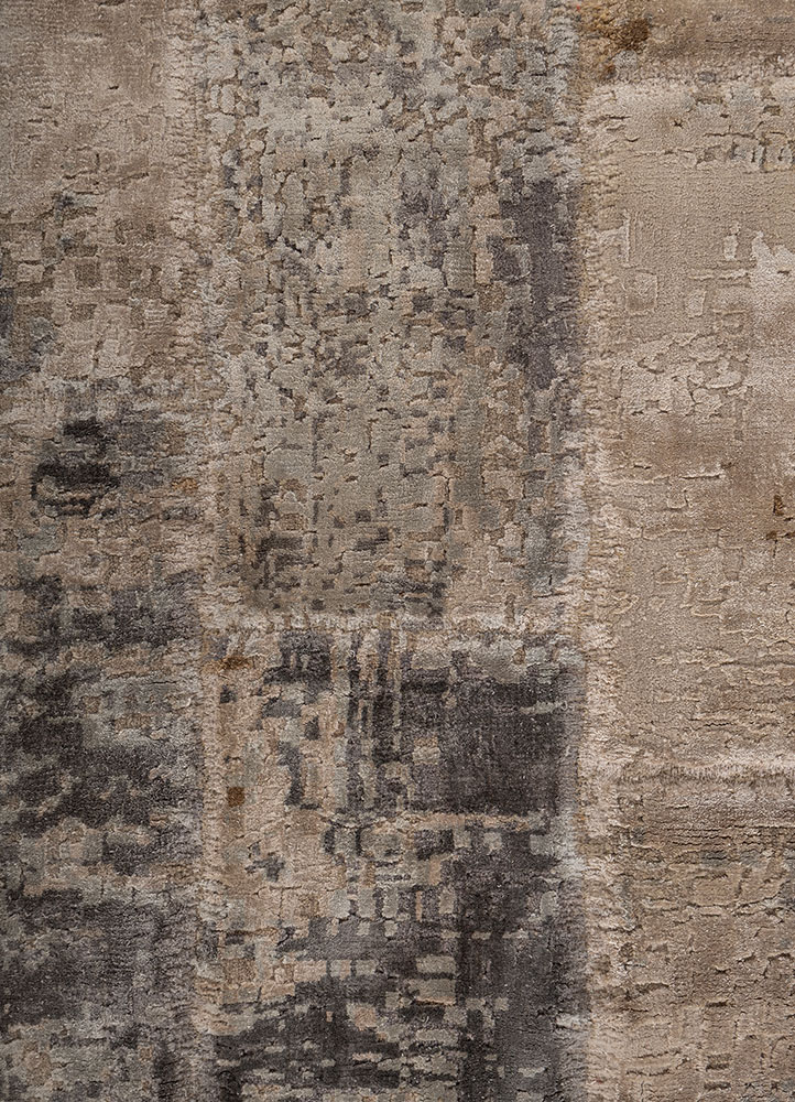 provenance ivory wool and bamboo silk hand knotted Rug - CloseUp