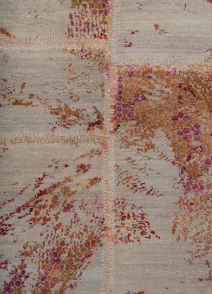 provenance blue wool and bamboo silk hand knotted Rug - CloseUp