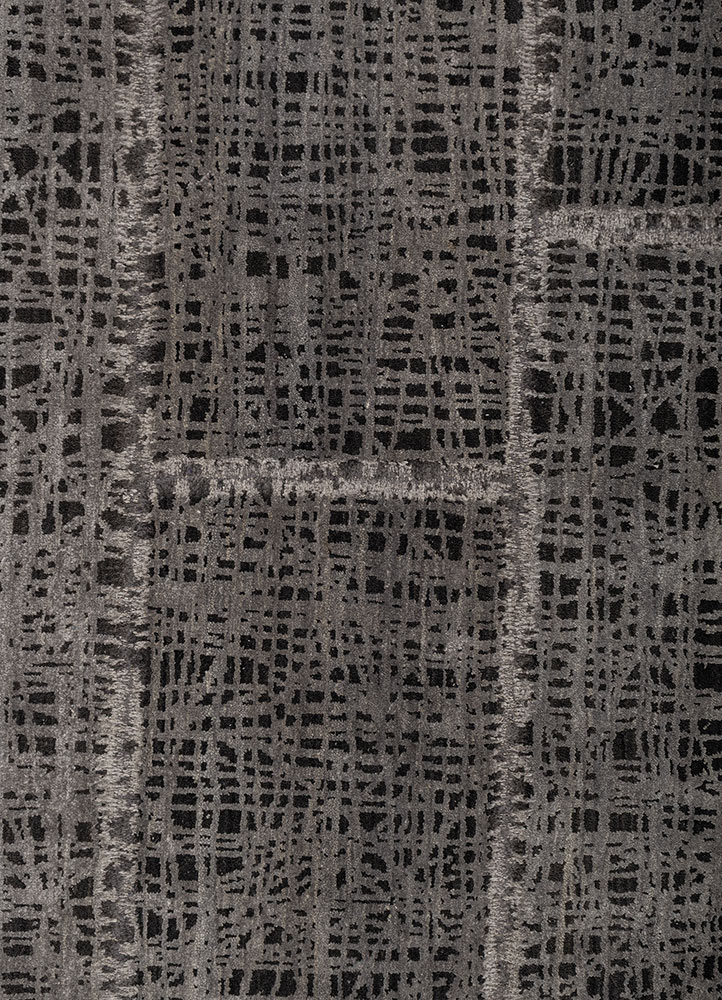 provenance blue wool and bamboo silk hand knotted Rug - CloseUp