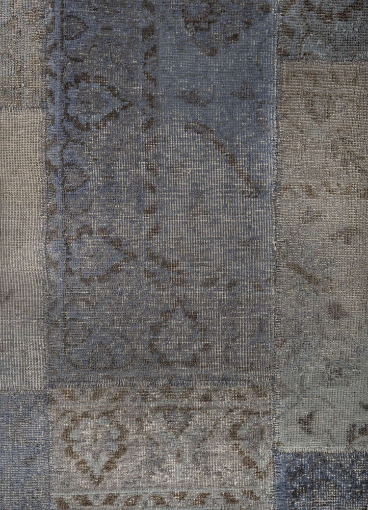 aprezo blue wool hand knotted Rug - CloseUp