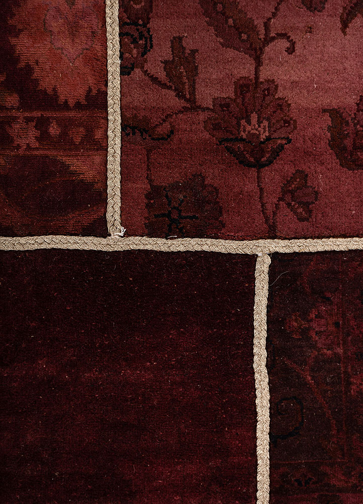 provenance red and orange wool hand knotted Rug - CloseUp