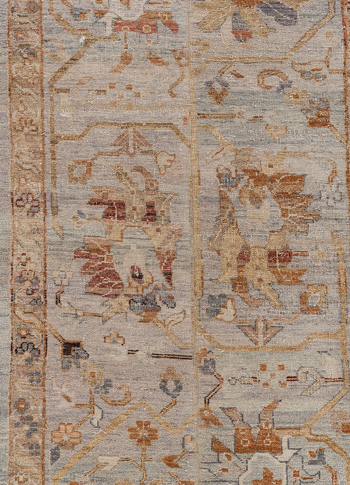 provenance blue wool hand knotted Rug - CloseUp