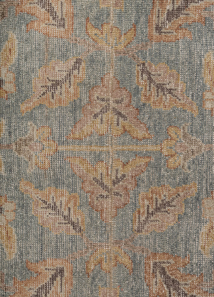 provenance blue wool hand knotted Rug - CloseUp