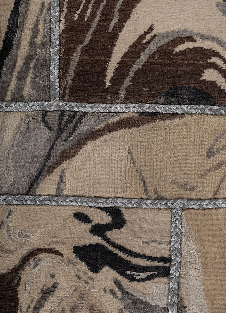 provenance gold wool and silk hand knotted Rug - CloseUp