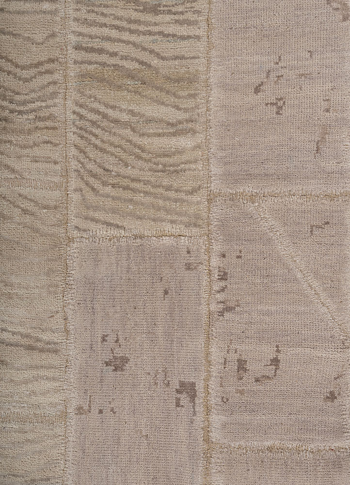 provenance ivory wool and silk hand knotted Rug - CloseUp