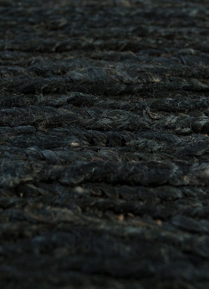hula grey and black jute and hemp hand knotted Rug - CloseUp