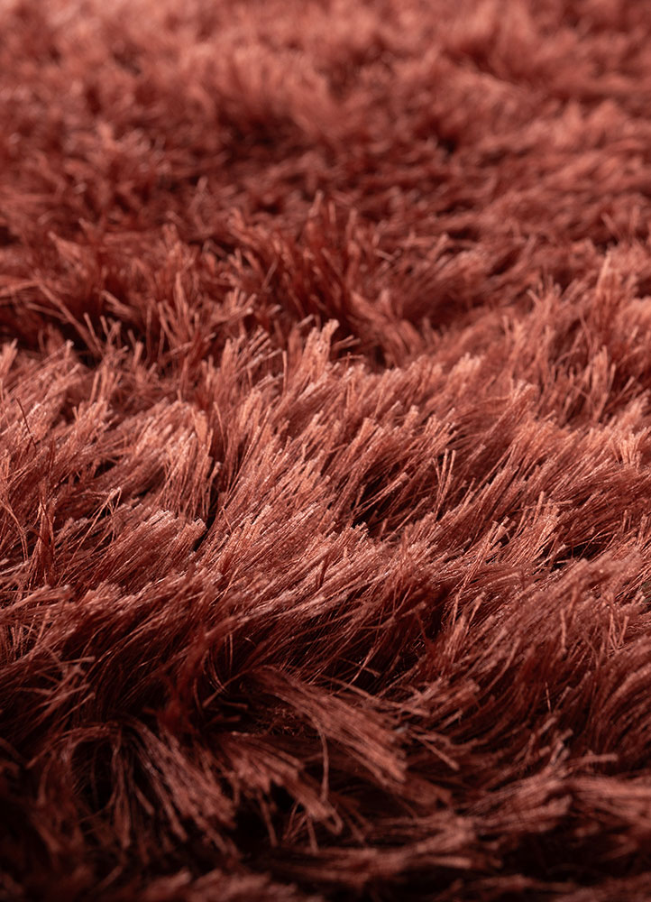 basis red and orange polyester shag Rug - CloseUp
