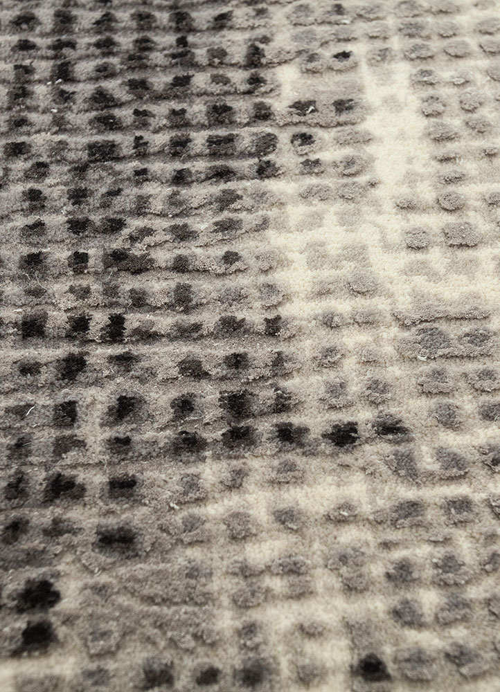 free verse by kavi grey and black wool and silk hand knotted Rug - CloseUp