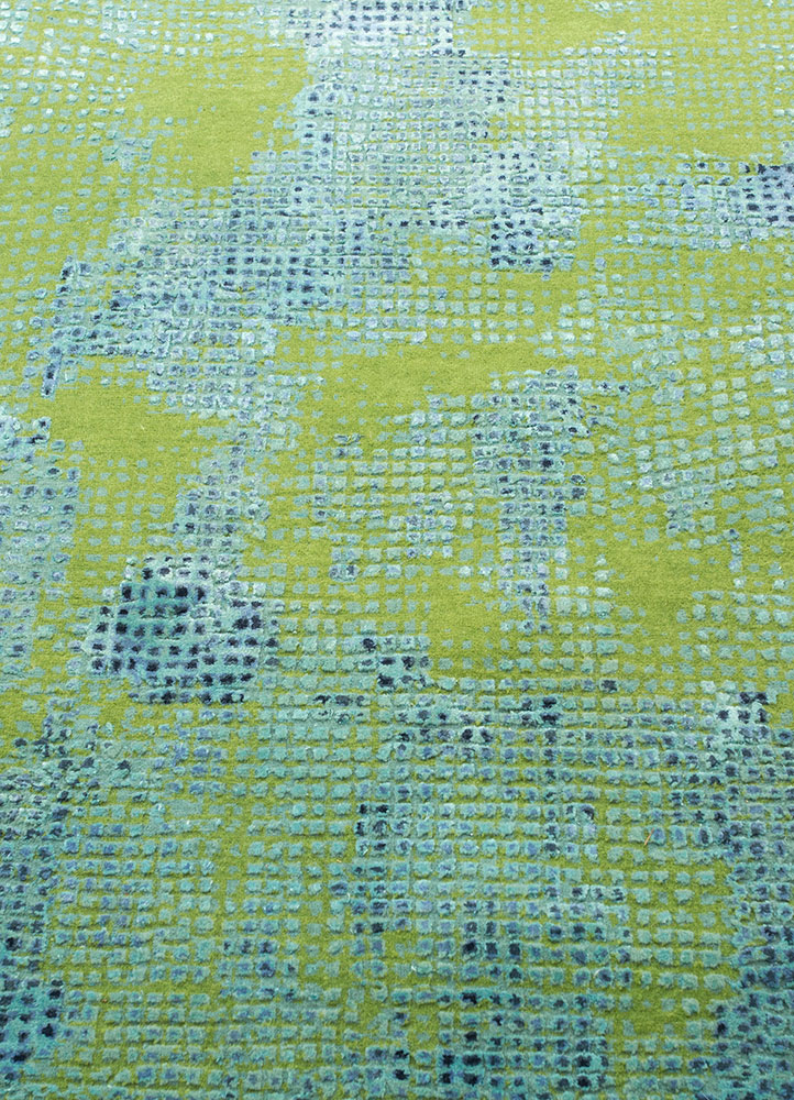 free verse by kavi green wool and silk hand knotted Rug - CloseUp