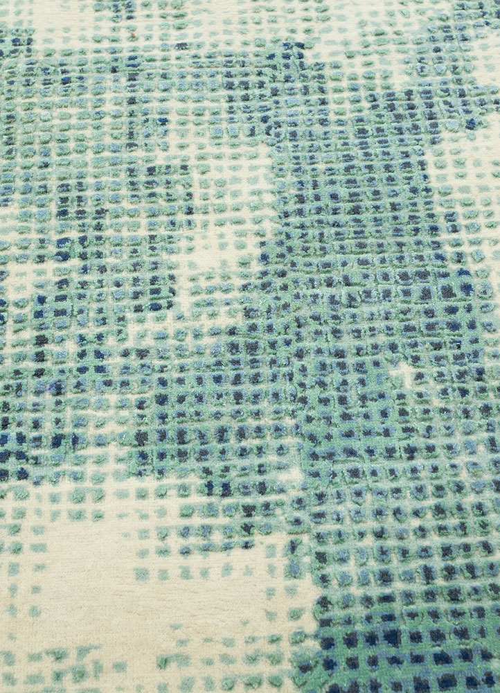 free verse by kavi green wool and silk hand knotted Rug - CloseUp