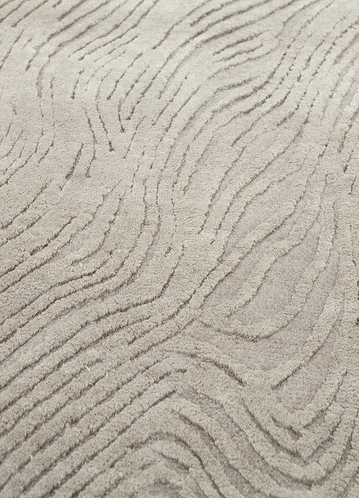 free verse by kavi grey and black wool and silk hand knotted Rug - CloseUp