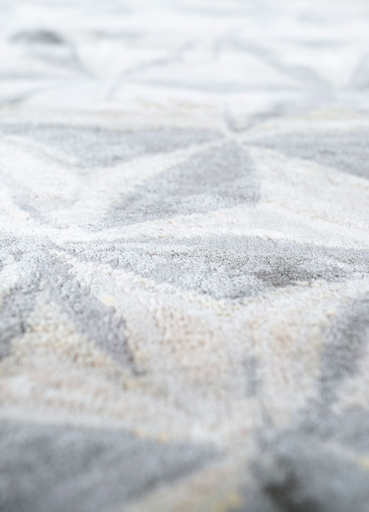 free verse by kavi beige and brown wool and silk hand knotted Rug - CloseUp