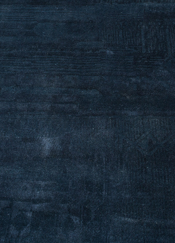 free verse by kavi blue wool and silk hand knotted Rug - CloseUp