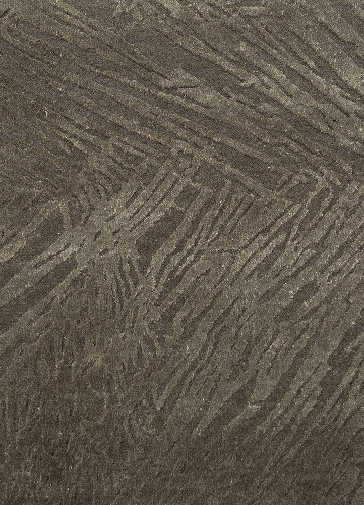 free verse by kavi beige and brown wool and silk hand knotted Rug - CloseUp