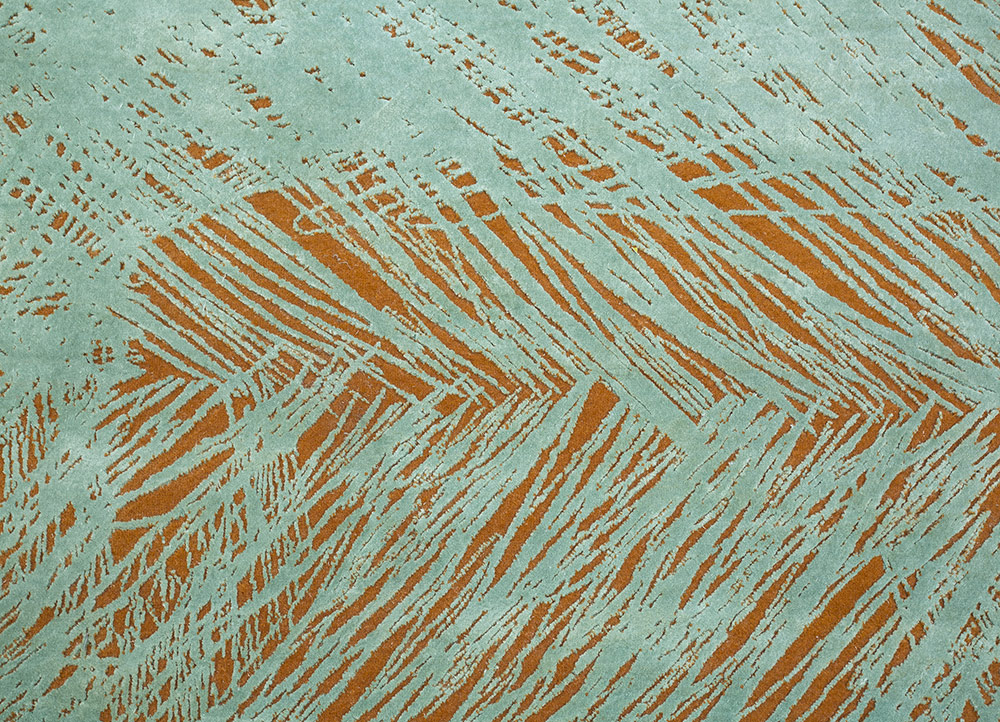 free verse by kavi green wool and silk hand knotted Rug - CloseUp