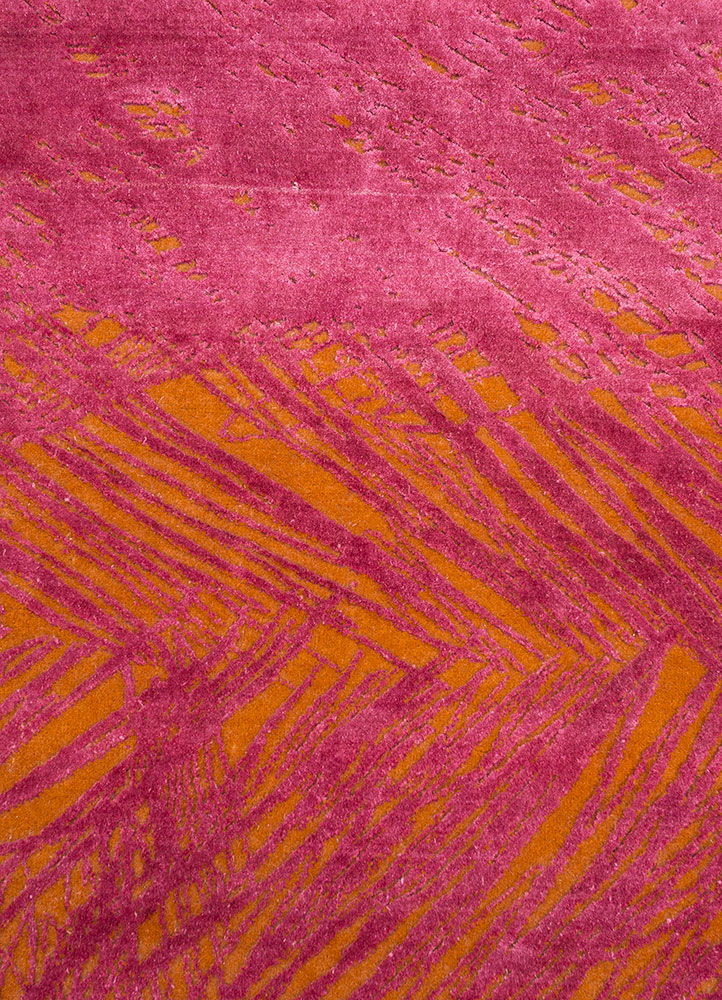 free verse by kavi pink and purple wool and silk hand knotted Rug - CloseUp