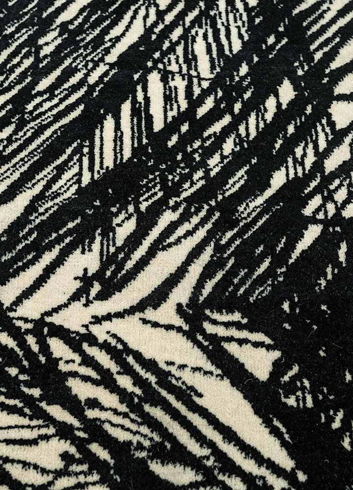 free verse by kavi grey and black wool and silk hand knotted Rug - CloseUp