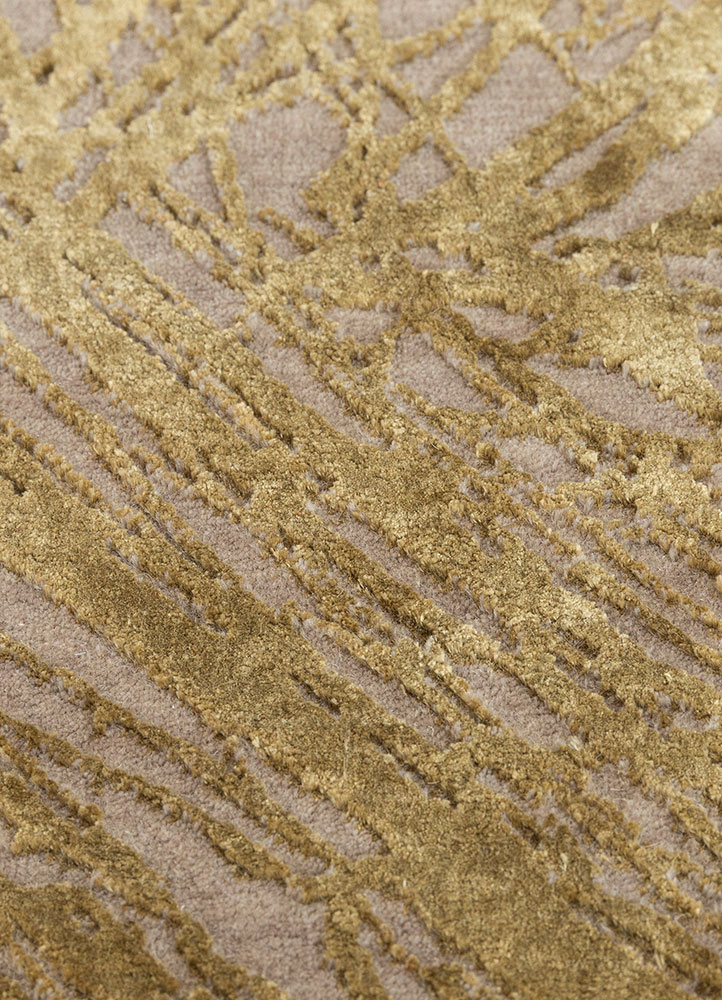 free verse by kavi beige and brown wool and silk hand knotted Rug - CloseUp