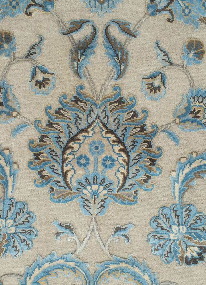 aurora ivory wool and silk hand knotted Rug - CloseUp