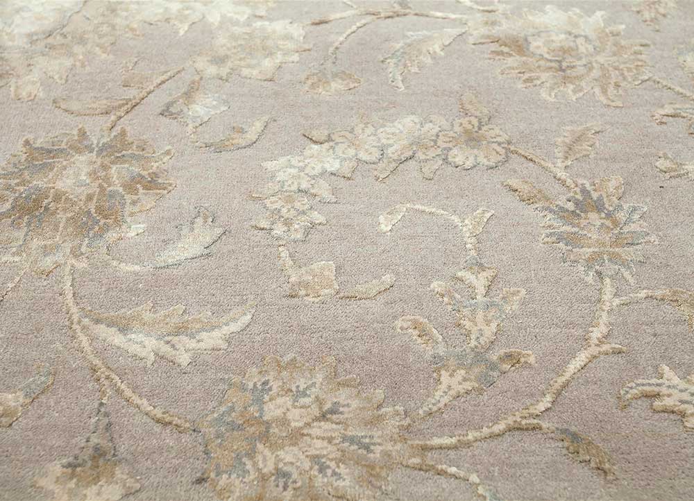 aurora grey and black wool and silk hand knotted Rug - CloseUp
