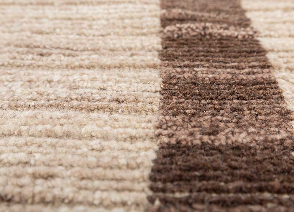 manifest beige and brown afghan wool hand knotted Rug - CloseUp