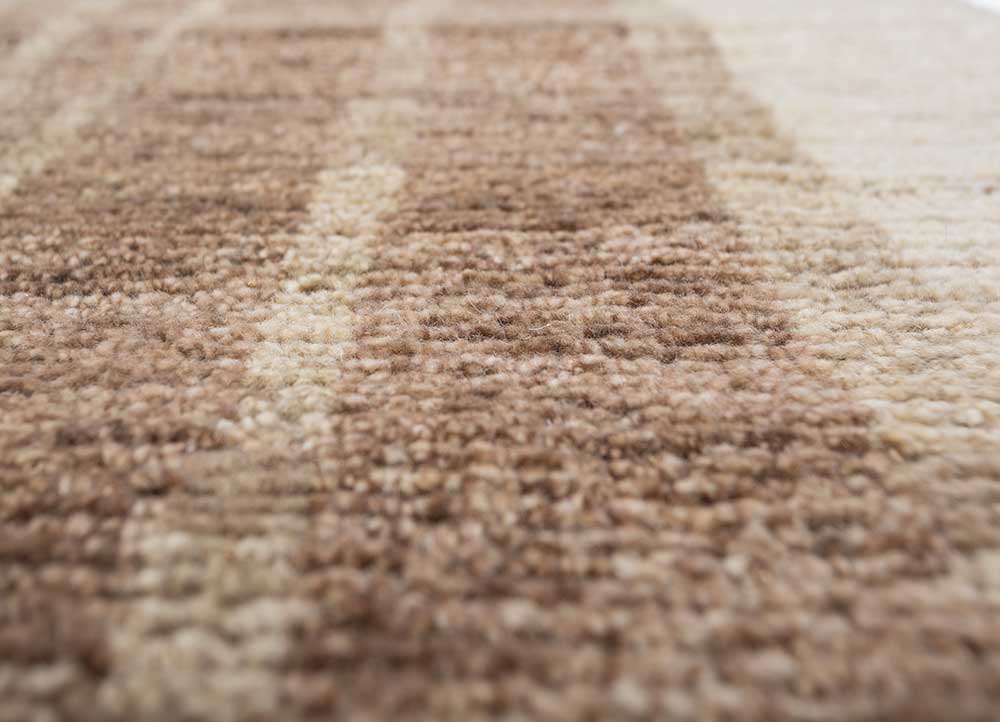 manifest beige and brown afghan wool hand knotted Rug - CloseUp