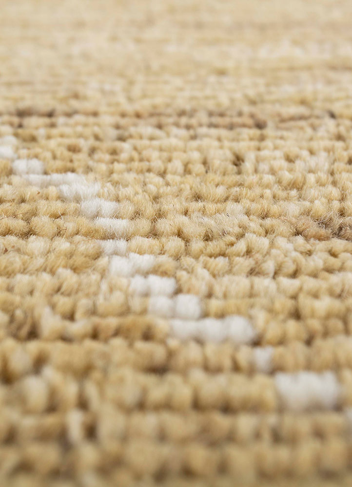 manifest gold afghan wool hand knotted Rug - CloseUp