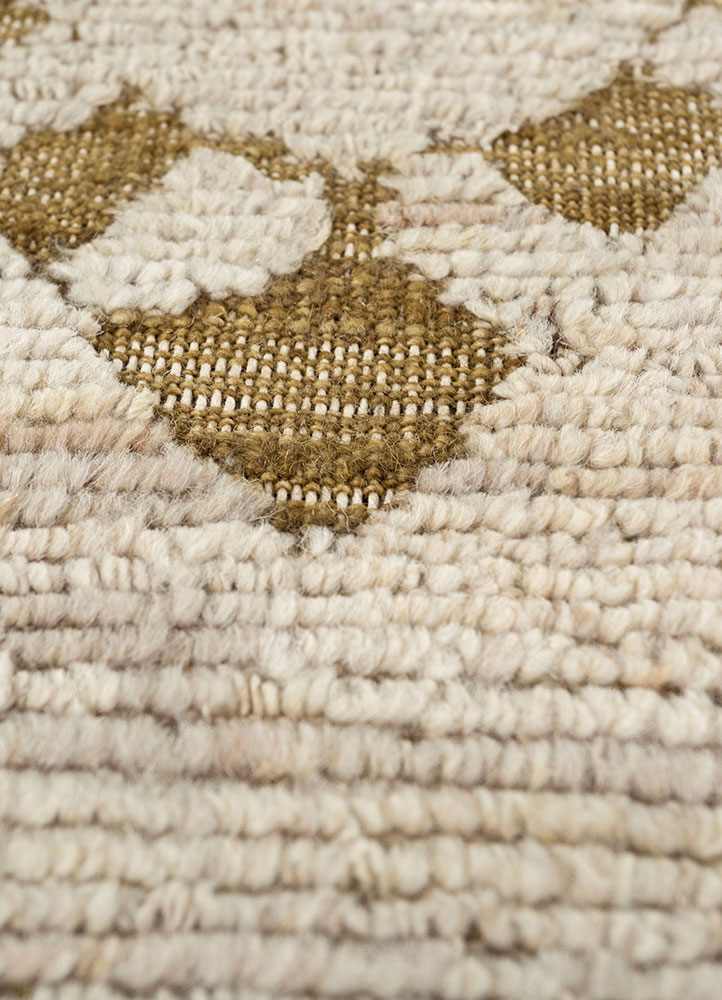 manifest beige and brown afghan wool hand knotted Rug - CloseUp