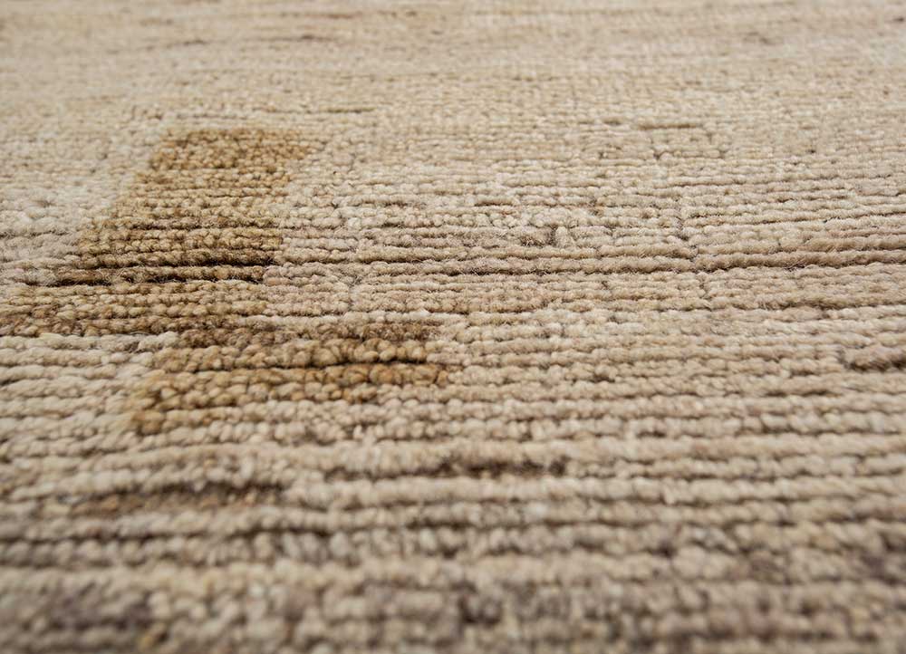 manifest beige and brown afghan wool hand knotted Rug - CloseUp