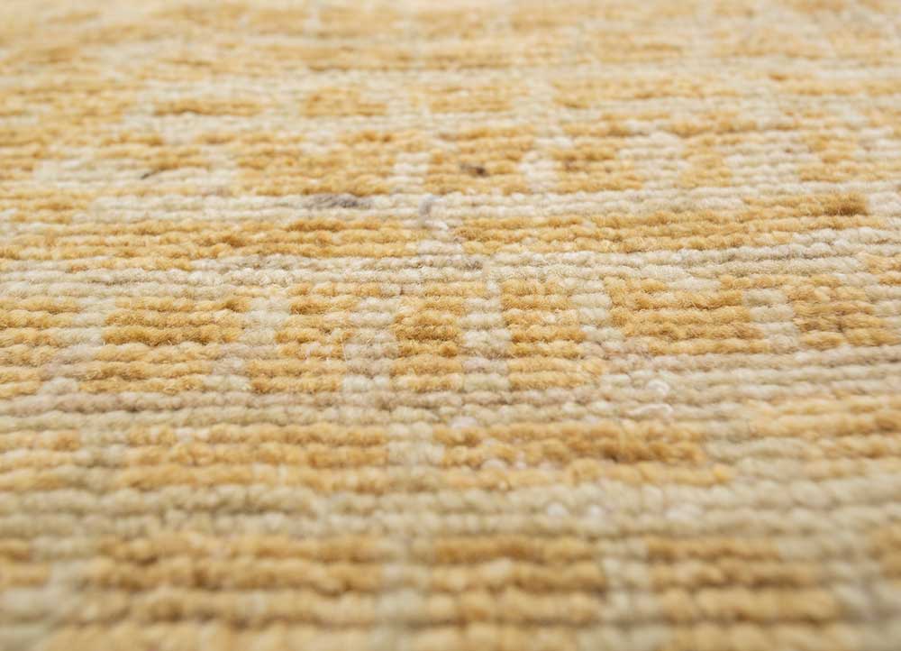 manifest gold afghan wool hand knotted Rug - CloseUp