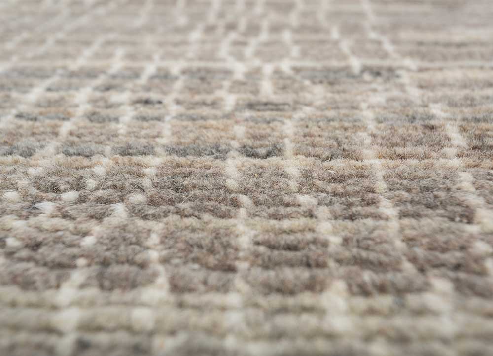 manifest beige and brown afghan wool hand knotted Rug - CloseUp