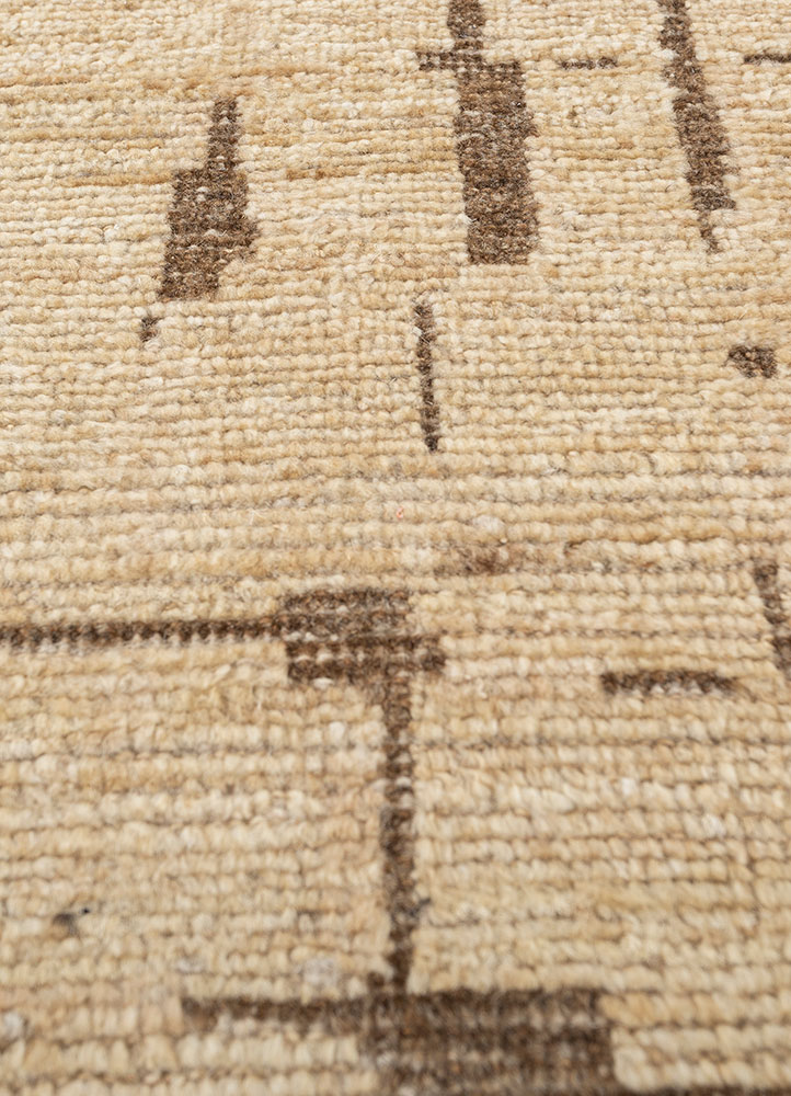 manifest beige and brown afghan wool hand knotted Rug - CloseUp