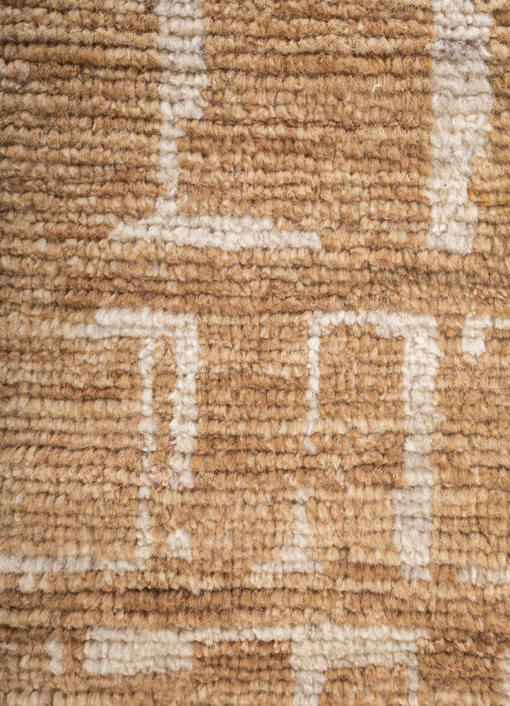 manifest beige and brown afghan wool hand knotted Rug - CloseUp