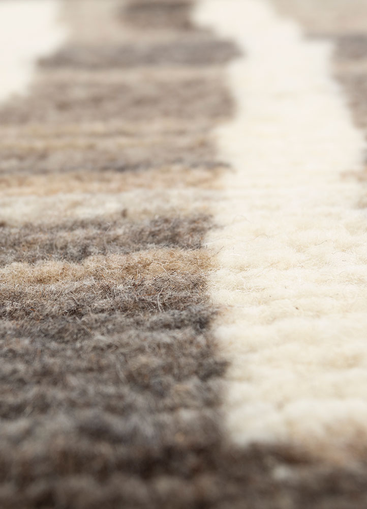 manifest beige and brown afghan wool hand knotted Rug - CloseUp