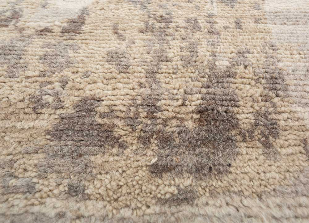 entropy beige and brown wool hand knotted Rug - CloseUp