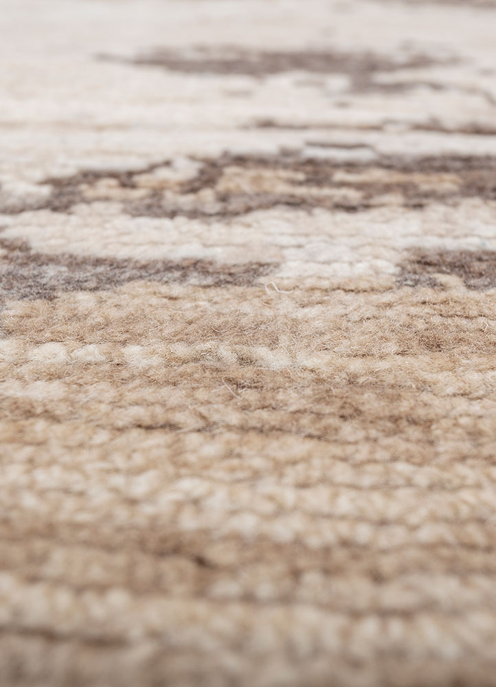 entropy beige and brown wool hand knotted Rug - CloseUp