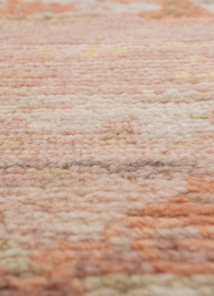 entropy red and orange wool hand knotted Rug - CloseUp