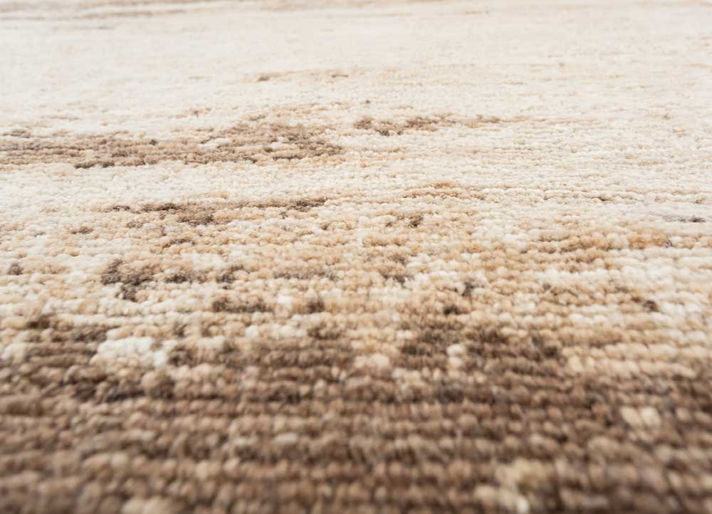 entropy beige and brown wool hand knotted Rug - CloseUp