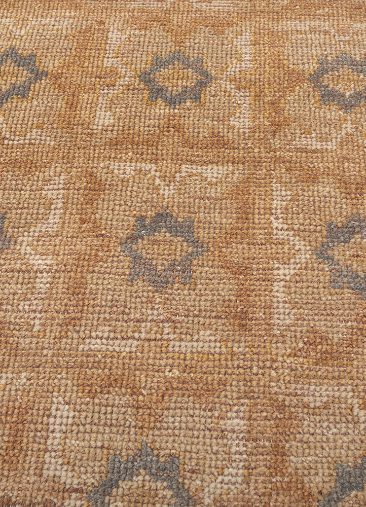 erbe red and orange wool hand knotted Rug - CloseUp