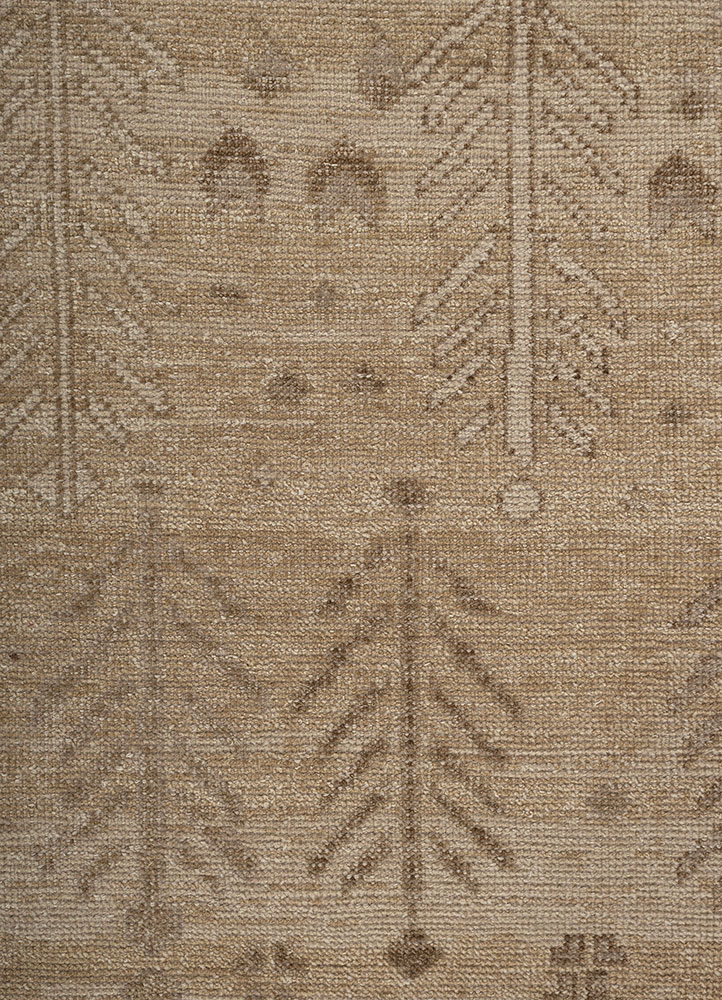 erbe beige and brown wool hand knotted Rug - CloseUp