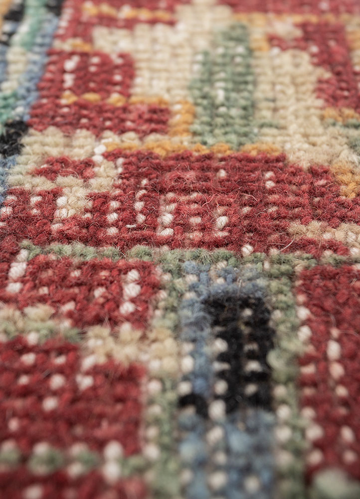table mats red and orange wool hand knotted Accessorie - CloseUp