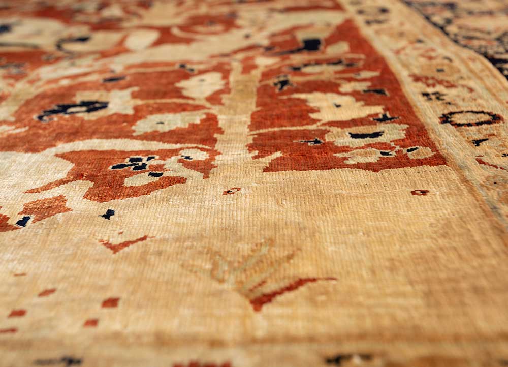 gulmarg beige and brown silk hand knotted Rug - CloseUp