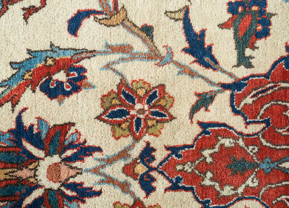 aalam blue wool hand knotted Rug - CloseUp