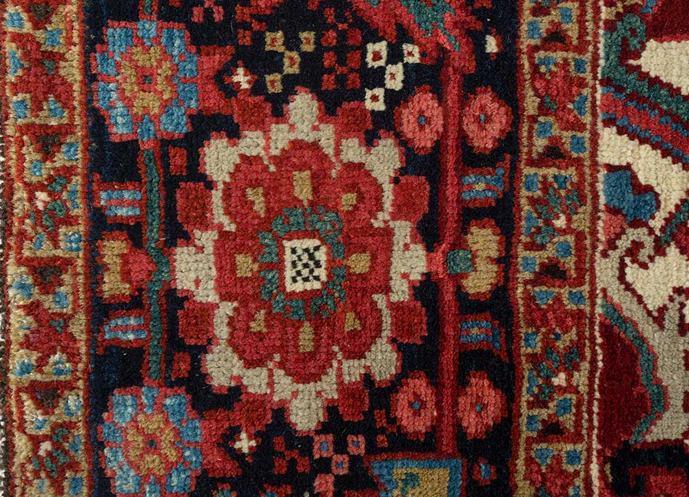 aalam red and orange wool hand knotted Rug - CloseUp