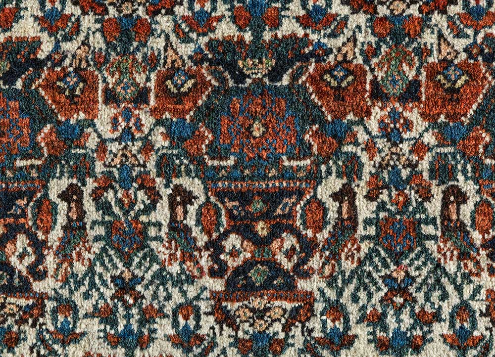 aalam beige and brown wool hand knotted Rug - CloseUp