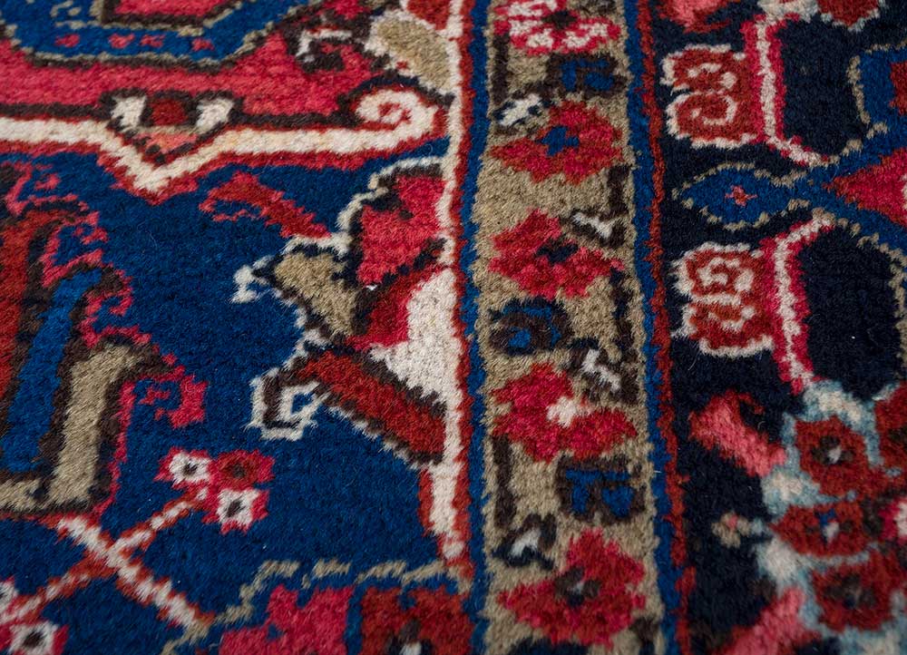 aalam red and orange wool hand knotted Rug - CloseUp