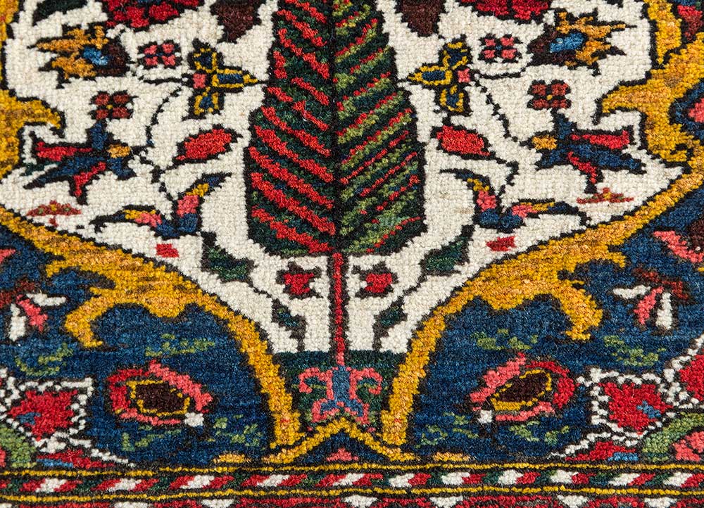 aalam red and orange wool hand knotted Rug - CloseUp