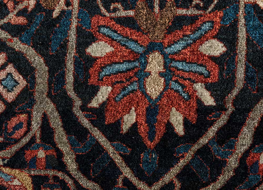 aalam grey and black wool hand knotted Rug - CloseUp