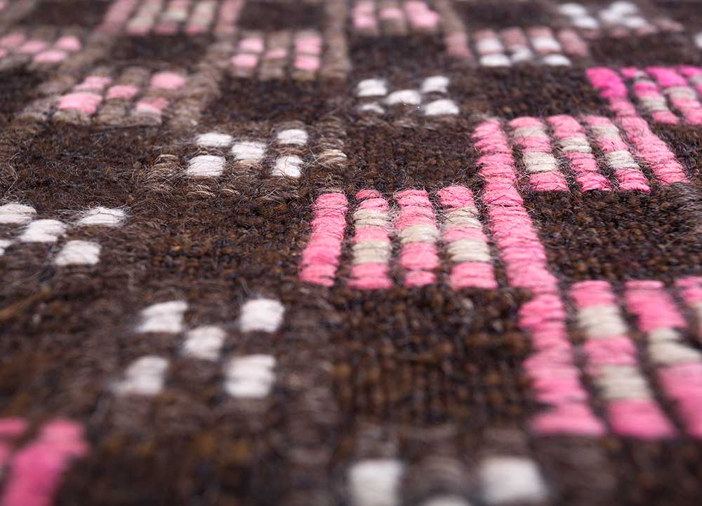 nuray beige and brown wool hand knotted Rug - CloseUp