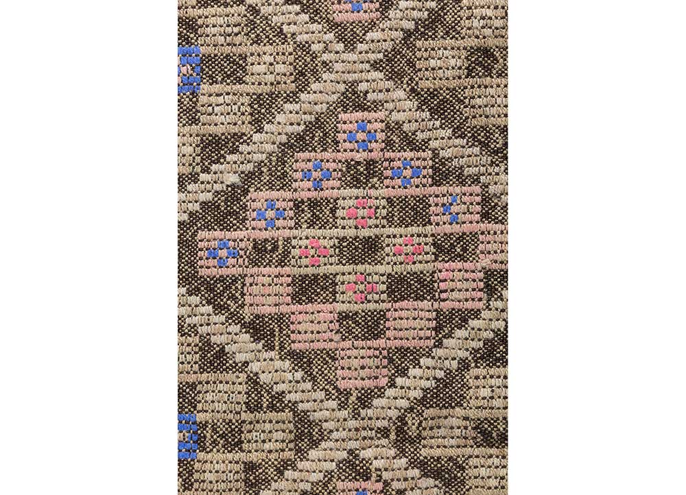 nuray beige and brown wool hand knotted Rug - CloseUp